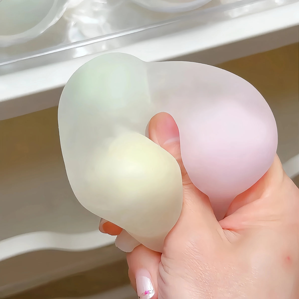 Crunchy Candy-Shell Lava Squishy Ball – Tri-Color Candy-Shell Squishy