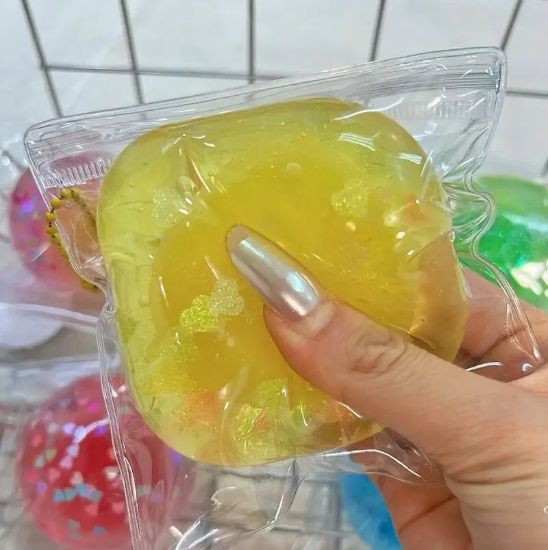 Ball-in-a-Ball Double Layer Squishy – Yellow Heart