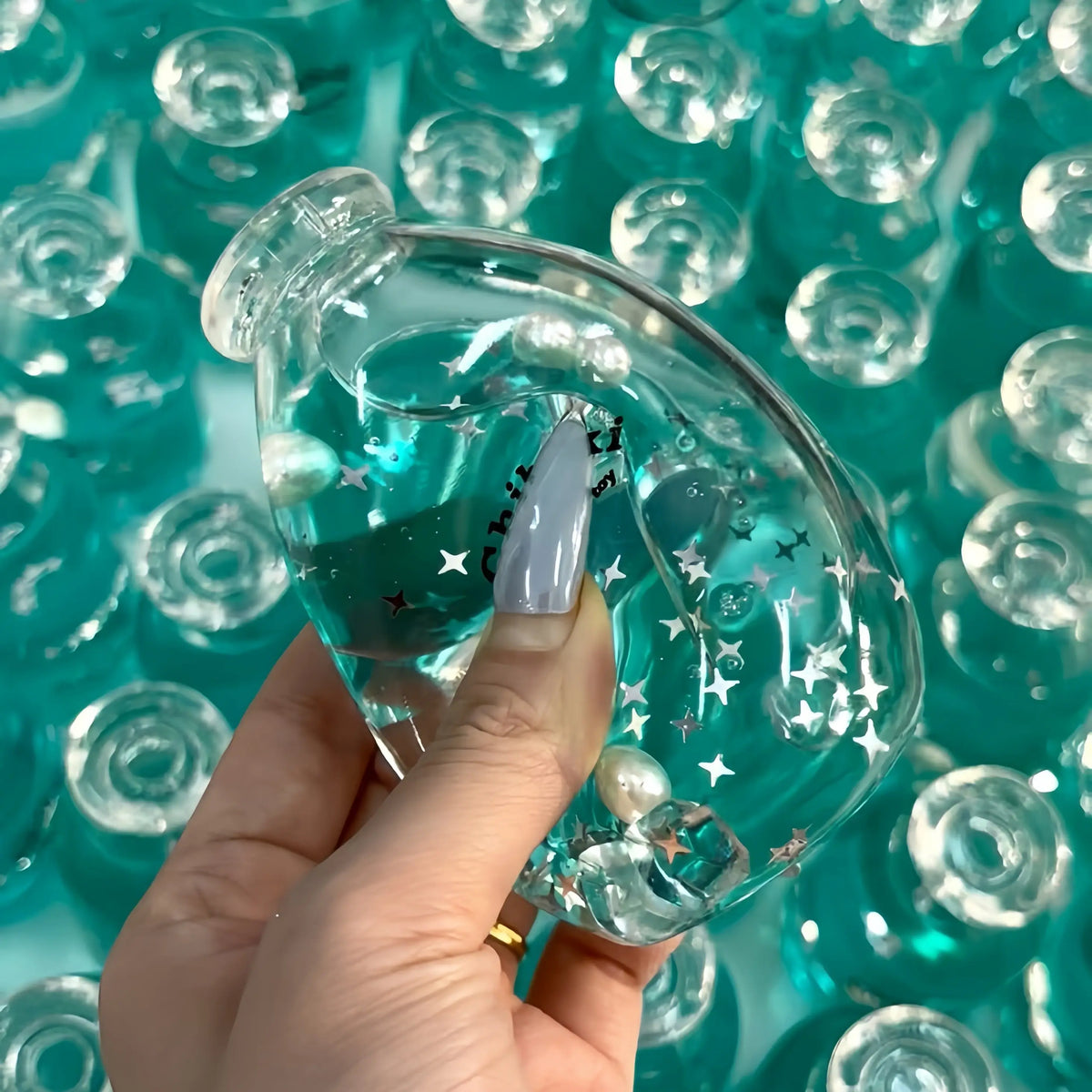 [CHIBOKI]Clear Bottle Squishy Ball – Handmade Stress Relief Desk Toy | Layered Sand Bottle