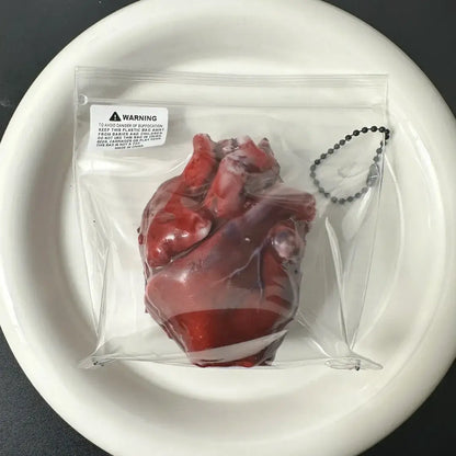 Handmade Halloween Realistic Bleeding Heart & Brain Silicone Stress Relief Toy 3D Heart