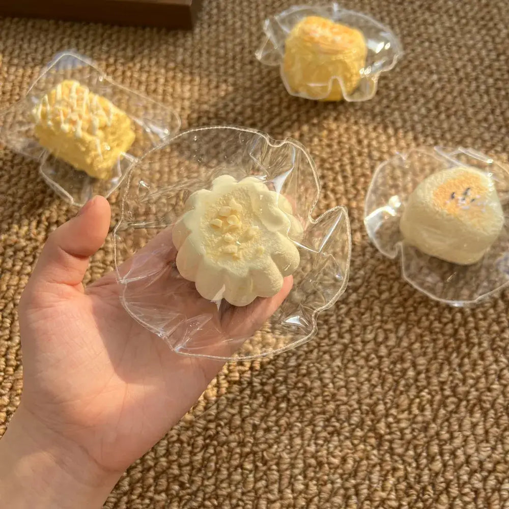 Handmade Mini Almond Pudding Squishy | Realistic Dessert Silicone Fidget Toy Almond Mini Pudding (approx. 106g)