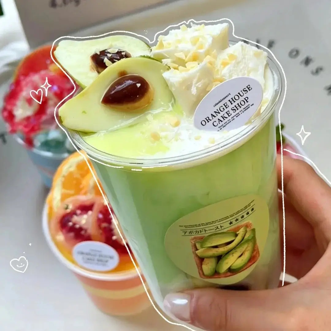Handmade Realistic Fruit Toast & Milk Tea Silicone Stress Relief Squishy Toy Avocado