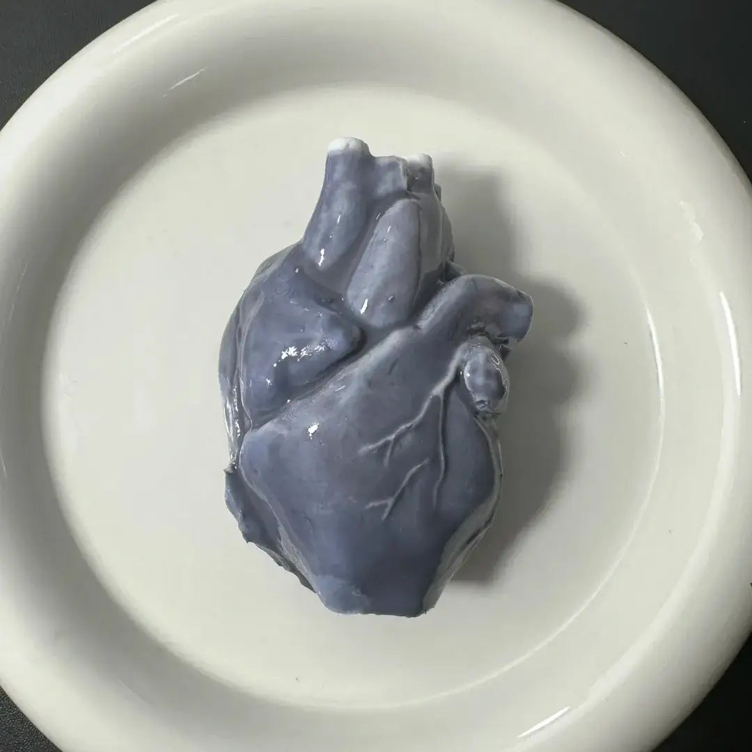 Handmade Halloween Realistic Bleeding Heart & Brain Silicone Stress Relief Toy Blue 3D Heart