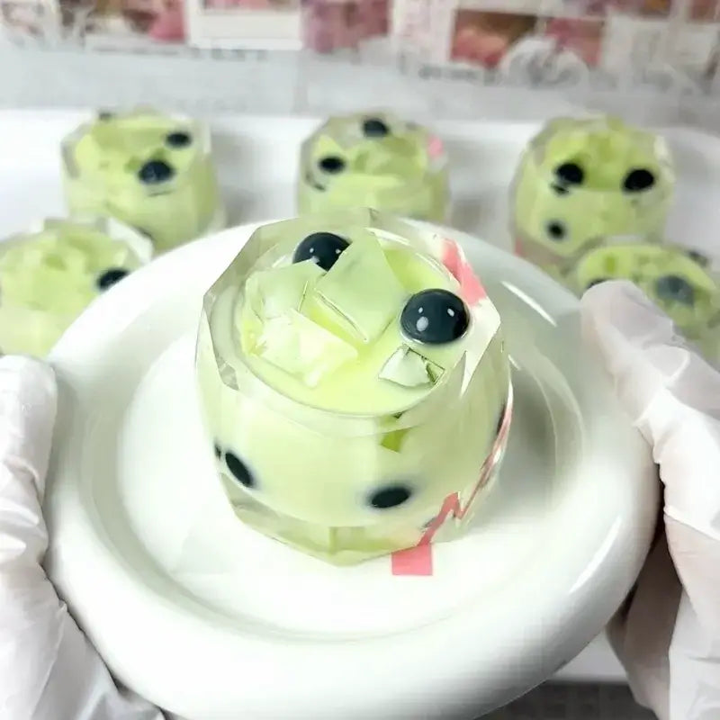 Handmade Silicone Food Squishy - Fruit Jars & Boba Tea Collection Boba Green Milk Tea