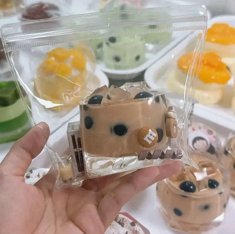 Handmade Silicone Food Squishy - Fruit Jars & Boba Tea Collection Boba Milk Tea (with accessories)