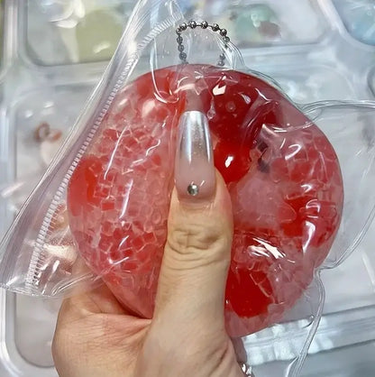 Chiboki Ice Crackle, Slushie & Jam Series Sensory Squishy Toys Cherry Slushie Hard Candy (with Soft Cherry)
