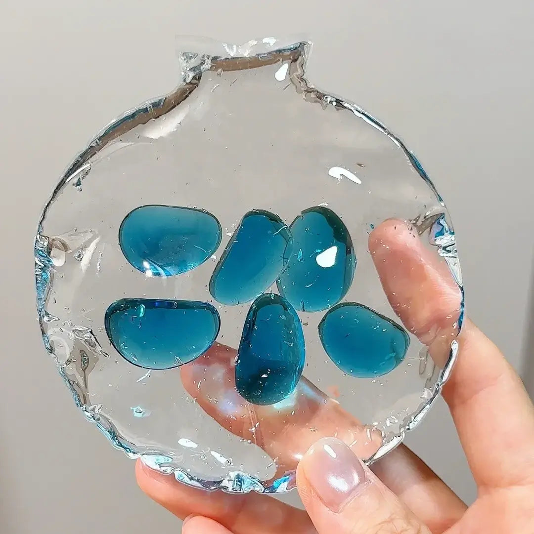 Handmade Crystal Clear Jelly Bag Squishy - Ultra Soft Stress Toy Daydream Blue Natural minor stone crackle