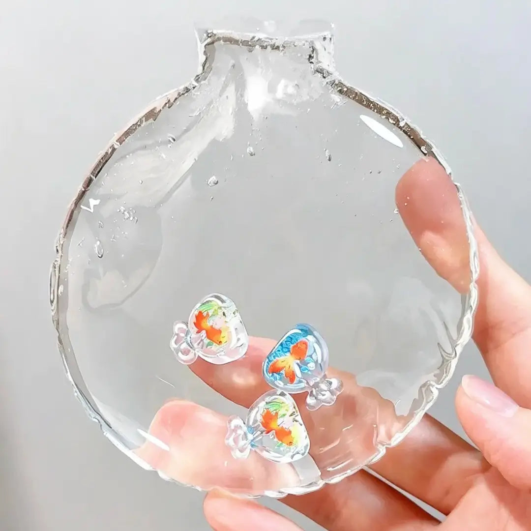 Handmade Crystal Clear Jelly Bag Squishy - Ultra Soft Stress Toy Dreamcore Goldfish (3 Goldfish)