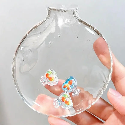 Handmade Crystal Clear Jelly Bag Squishy - Ultra Soft Stress Toy Dreamcore Goldfish (3 Goldfish)