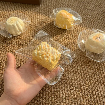 Handmade Mini Almond Pudding Squishy | Realistic Dessert Silicone Fidget Toy Drizzled Sachima (approx. 110g)