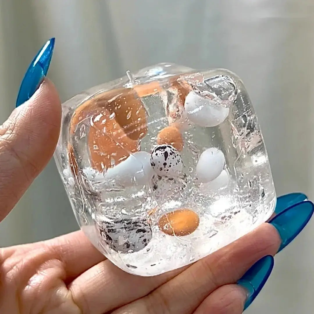 [CHIBOKI] Original Hard Candy Magic Cube Squishy - Non-Elastic Plasticity Handmade Stress Relief Toy Egg Glass Sugar Cube