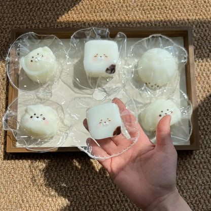 Handmade Cute Rice & Seal Mochi Squishy Toy - Soft ASMR Stress Relief Glutinous Rice Seal Full Series Assorted Carton