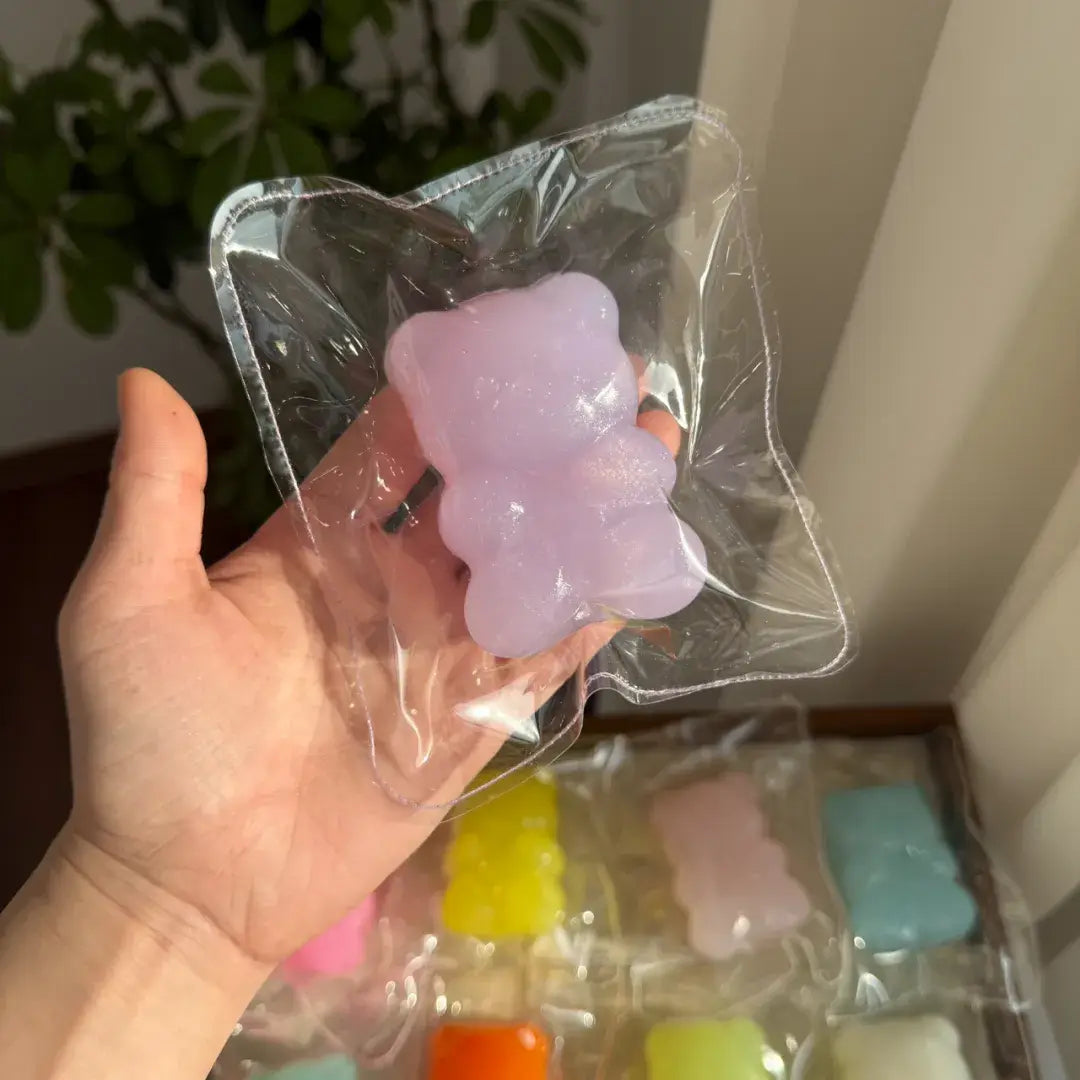 Handmade Candy & Gummy Bear Squishy Toy - Soft ASMR Stress Relief Grape Little Bear Gummy