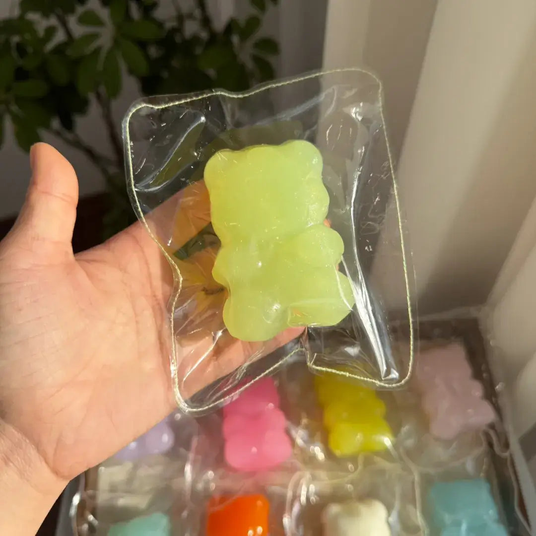 Handmade Candy & Gummy Bear Squishy Toy - Soft ASMR Stress Relief Green Apple Gummy Bears