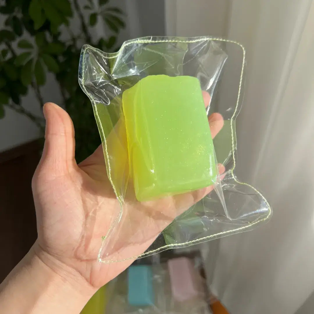 Handmade Candy & Gummy Bear Squishy Toy - Soft ASMR Stress Relief Green Apple Hard Candy