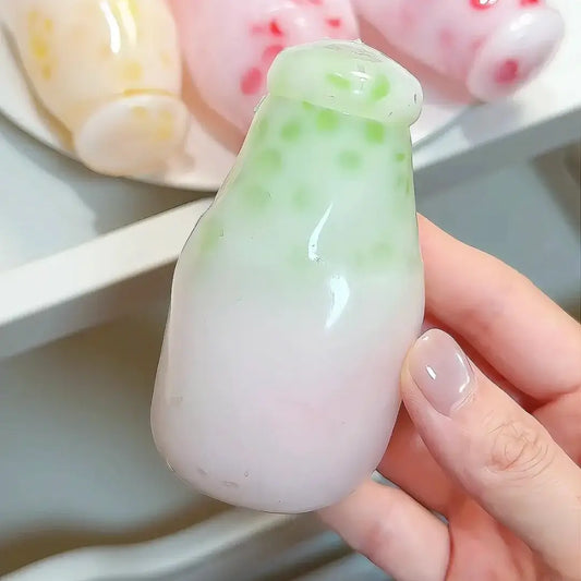 
Handmade Beverage Series Squishy Toys - Milk & Soda Bottles Green Grape Milk Bottle