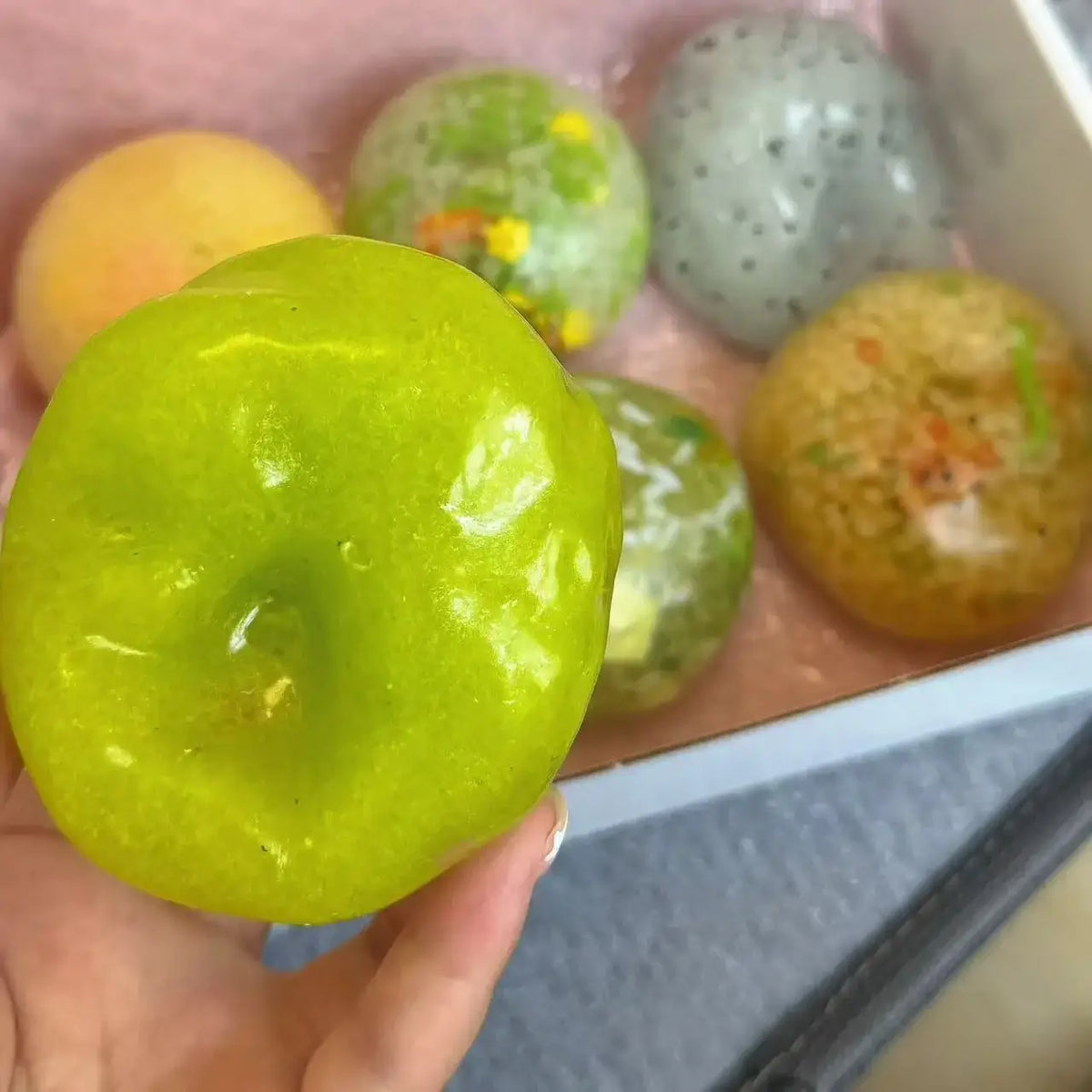 Handmade Crispy Squishy Ball - ASMR Stress Relief Fidget Toy Green Grape Slushie