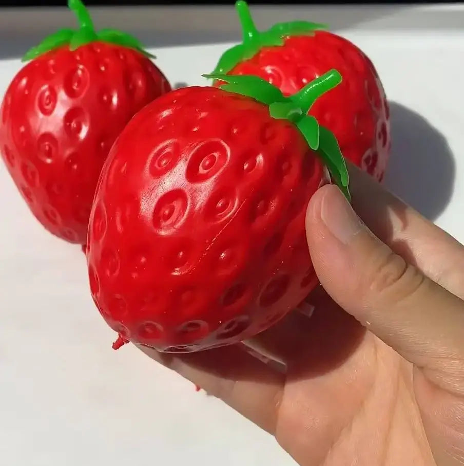 Handmade Realistic Fruit & Veggie Squishy Collection - Stress Relief Toy Handmade Strawberry Ball