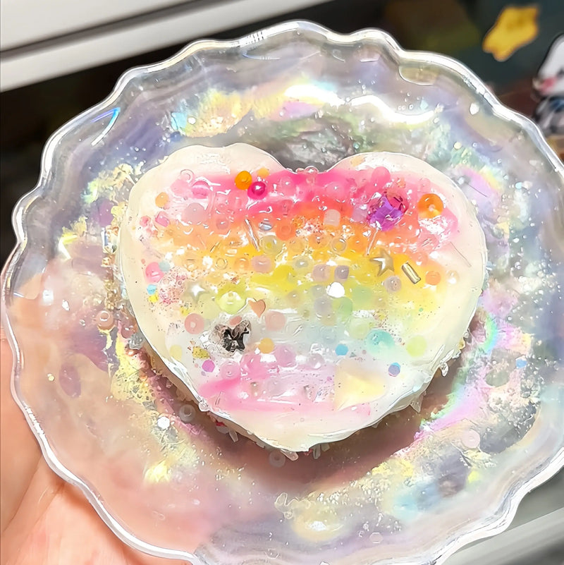 Kawaii Sparkly Rainbow Heart & Mini Ball Squishy Fidget Toys Heart Launch