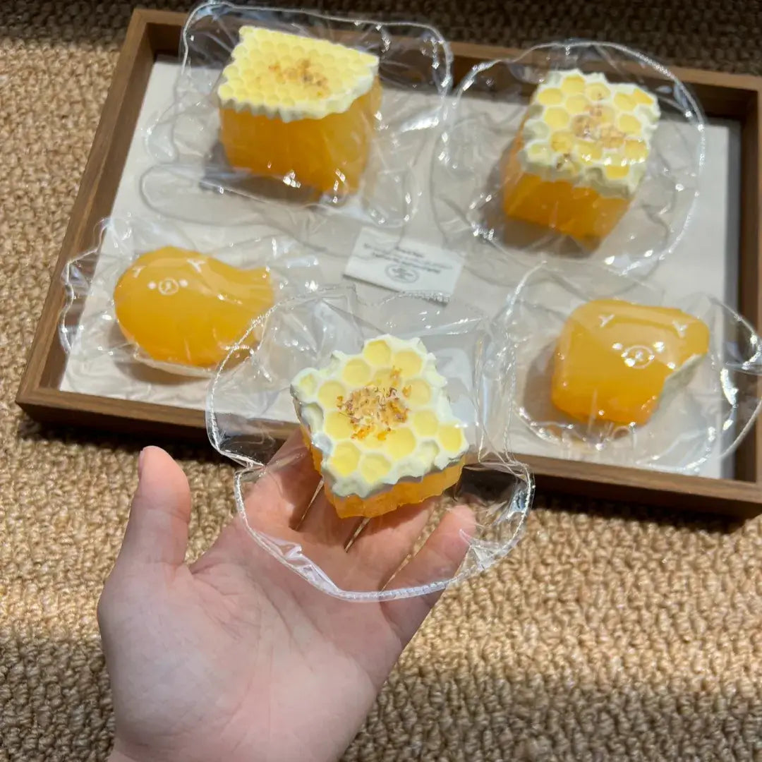 Handmade Osmanthus Honey Mochi Squishy Toy - Soft Stress Relief ASMR Toy Honeycomb - Small (~86g)