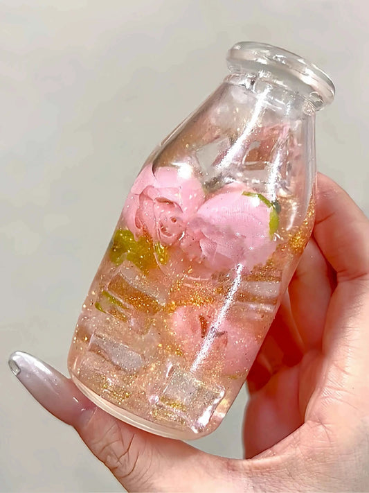 
[CHIBOKI]Clear Bottle Squishy Ball – Handmade Stress Relief Desk Toy | Fruit Tea Bottle