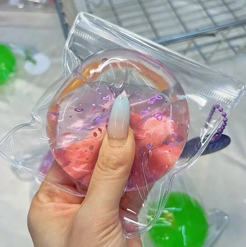 Layered Gel Jelly Ball Squishy – Large Pastel Purple Heart Ball