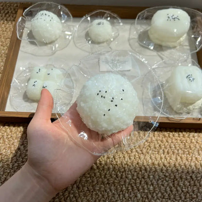 Handmade Cute Rice & Seal Mochi Squishy Toy - Soft ASMR Stress Relief Large Sticky Rice Ball (~178g)