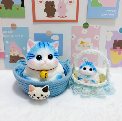 Chubby Cat Squishy: Handcrafted Silicone Stress Relief Little Blue (Lg & Sm)