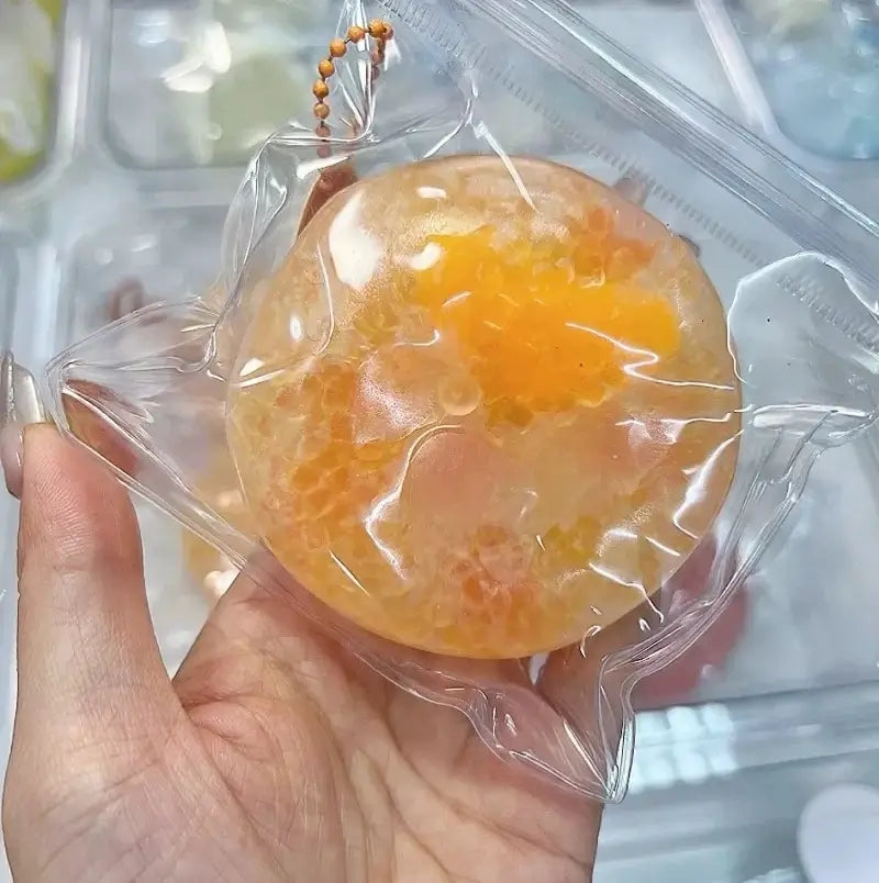 Chiboki Ice Crackle, Slushie & Jam Series Sensory Squishy Toys Mandarin Slushie Hard Candy (with Soft Tangerine)