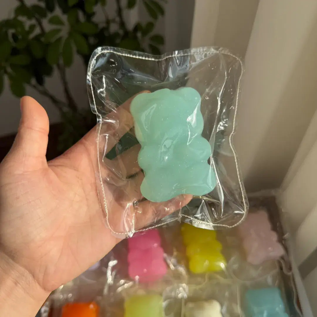 Handmade Candy & Gummy Bear Squishy Toy - Soft ASMR Stress Relief Mint Little Bear Gummy