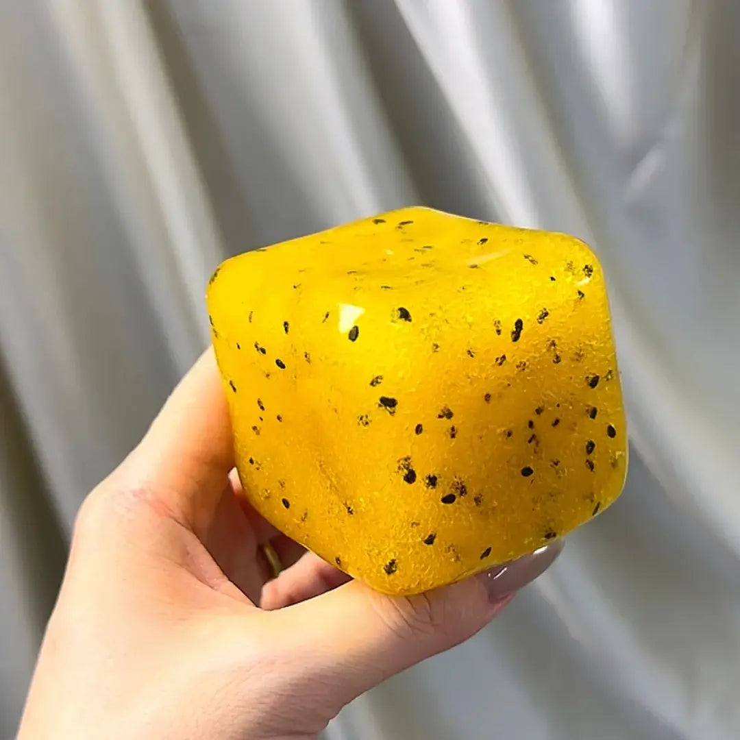 [CHIBOKI] Original Hard Candy Magic Cube Squishy - Non-Elastic Plasticity Handmade Stress Relief Toy Passion Fruit Slushie Cube