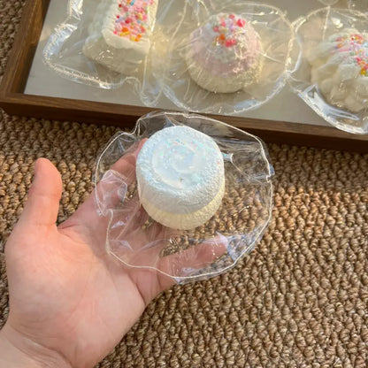 Handmade Mini Dessert Cake Squishy | Realistic Bakery Silicone Fidget Toy Pastel Blue Cream Swirl 114g