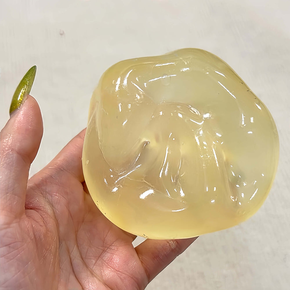 Chiboki coconut oil squishy, pig fat paste colorway, translucent gooey ball
