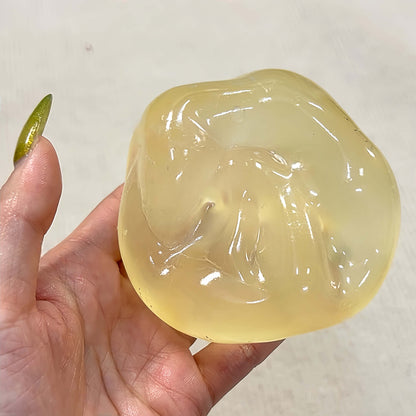 Chiboki coconut oil squishy, pig fat paste colorway, translucent gooey ball