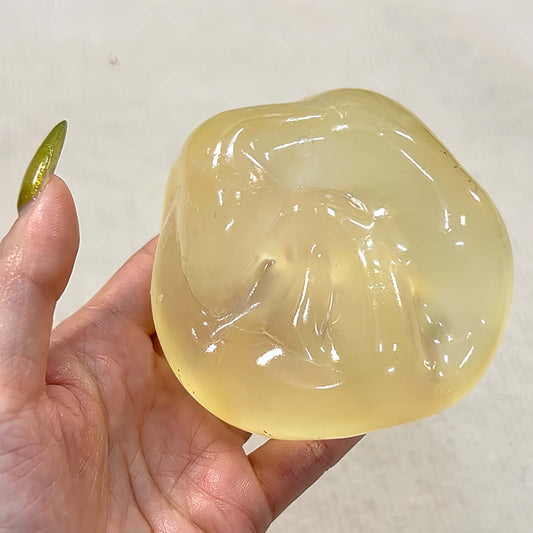 
Chiboki coconut oil squishy, pig fat paste colorway, translucent gooey ball