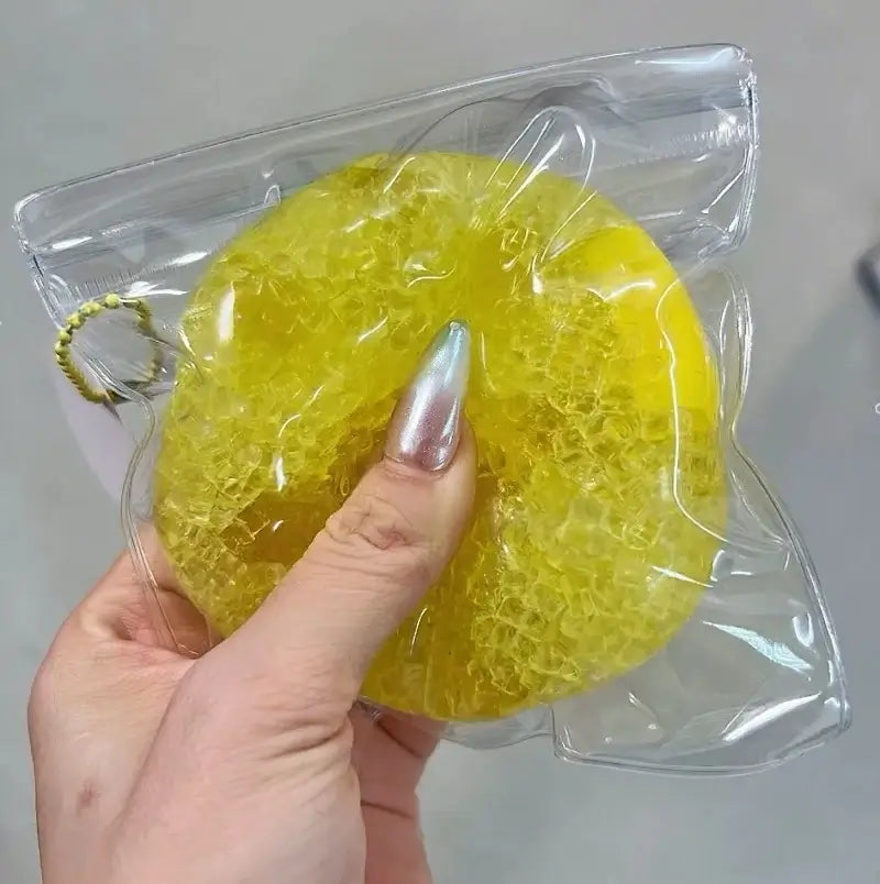 Chiboki Ice Crackle, Slushie & Jam Series Sensory Squishy Toys Pineapple Slushie Hard Candy (with Soft Pineapple)