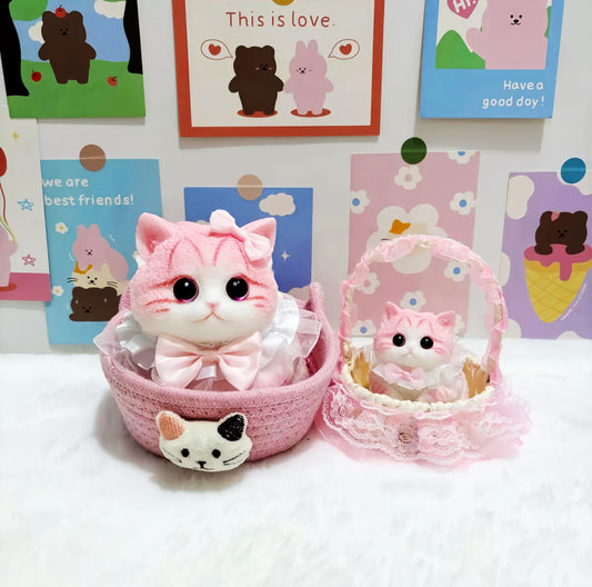 
Chubby Cat Squishy: Handcrafted Silicone Stress Relief Pink Cat (Lg & Sm)