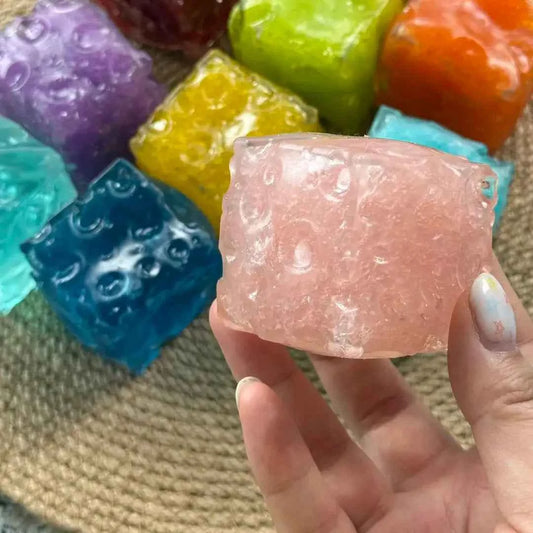 
Handmade Mini Cheese Cube Squishy - Slush Filled Sensory Fidget Toy