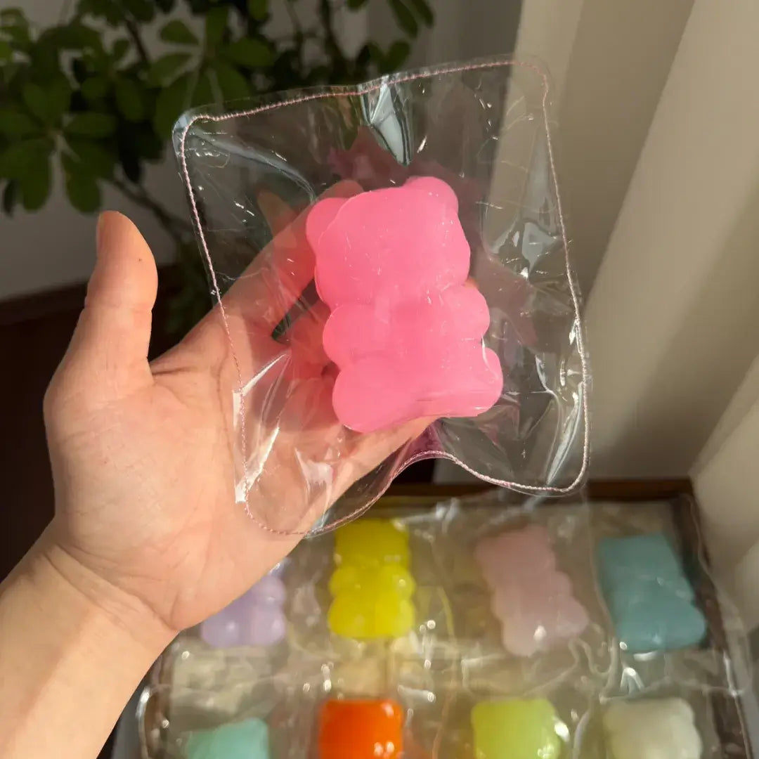 Handmade Candy & Gummy Bear Squishy Toy - Soft ASMR Stress Relief Plum Little Bear Gummy