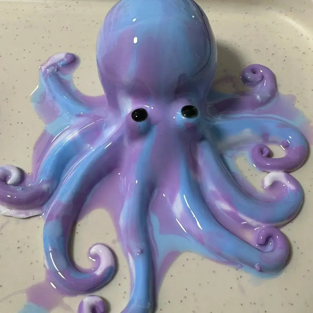 Handmade Halloween Realistic Bleeding Heart & Brain Silicone Stress Relief Toy Purple/Blue Mixed Octopus