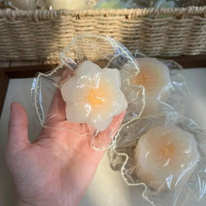 Handmade Snow Skin Mooncake Squishy Toy - Soft ASMR Stress Relief Salted Egg Yolk & Lotus - Flower Snow Skin Mooncake