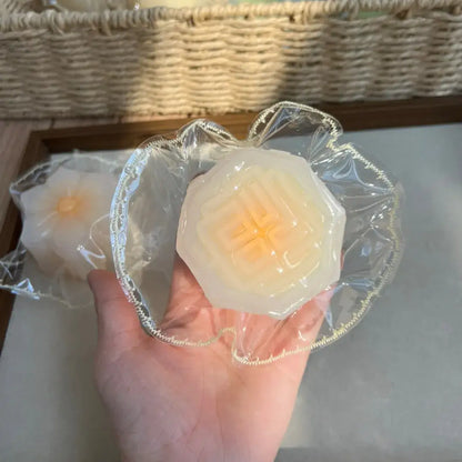 Handmade Snow Skin Mooncake Squishy Toy - Soft ASMR Stress Relief Salted Egg Yolk & Lotus - "Fortune" Snow Skin Mooncake