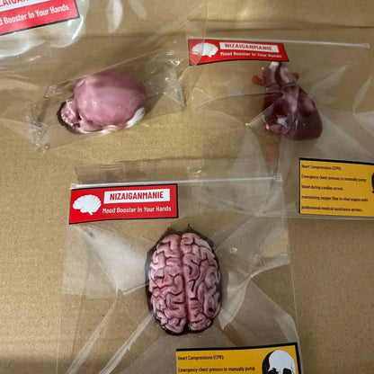 Handmade Halloween Realistic Bleeding Heart & Brain Silicone Stress Relief Toy Skull, Small Heart & Brain