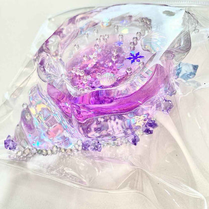 Holographic Glitter Seashell Squishy: Handcrafted Stress Relief