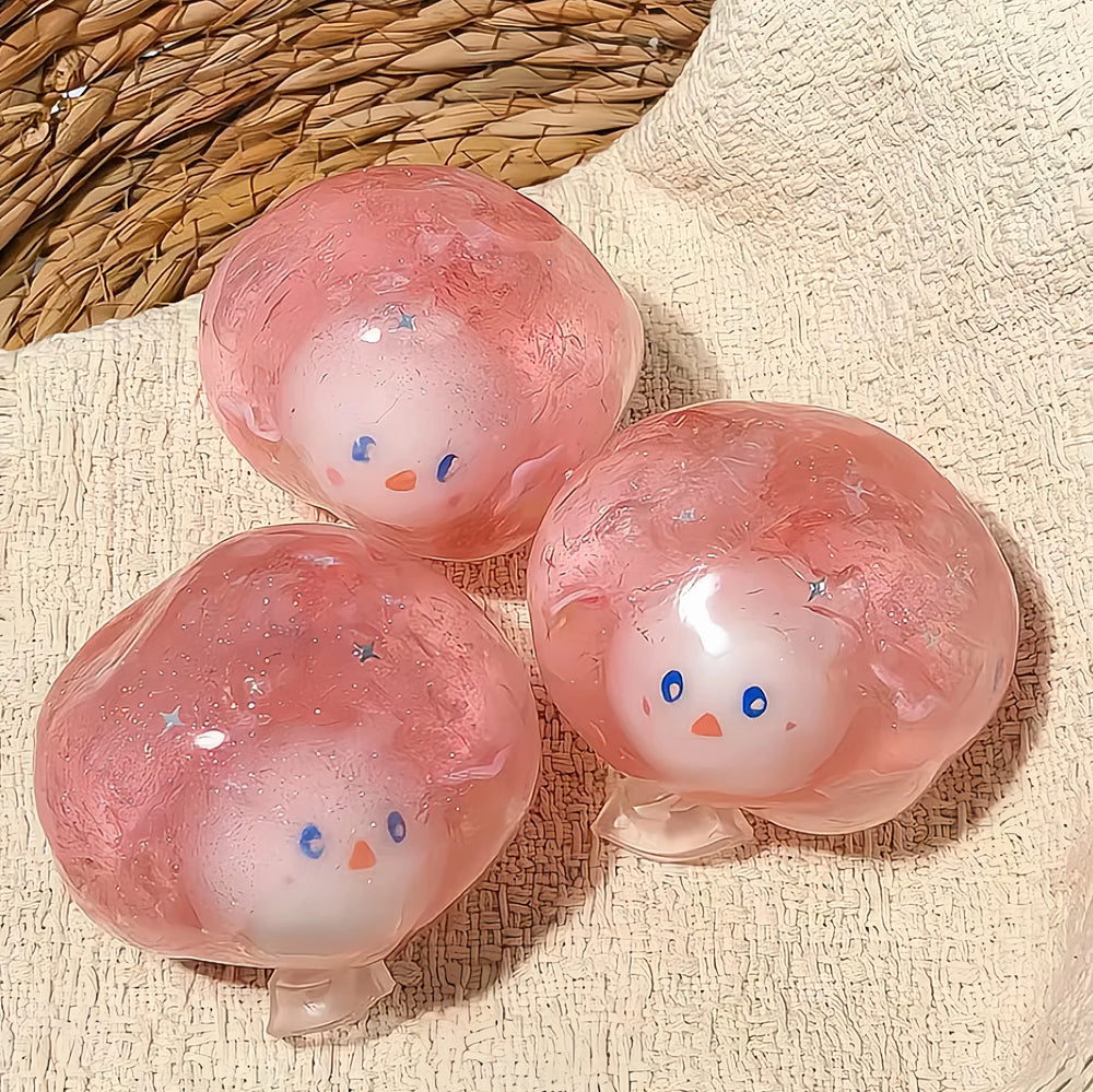 Snowman Fruit Tea Squishy Ball – Strawberry Boba
