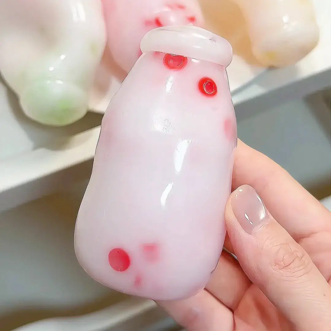 Handmade Beverage Series Squishy Toys - Milk & Soda Bottles Strawberry Milk Bottle