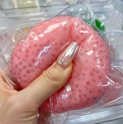 Chiboki Ice Crackle, Slushie & Jam Series Sensory Squishy Toys Strawberry Milkshake Slushie Hard Candy (No Fruit Pieces)