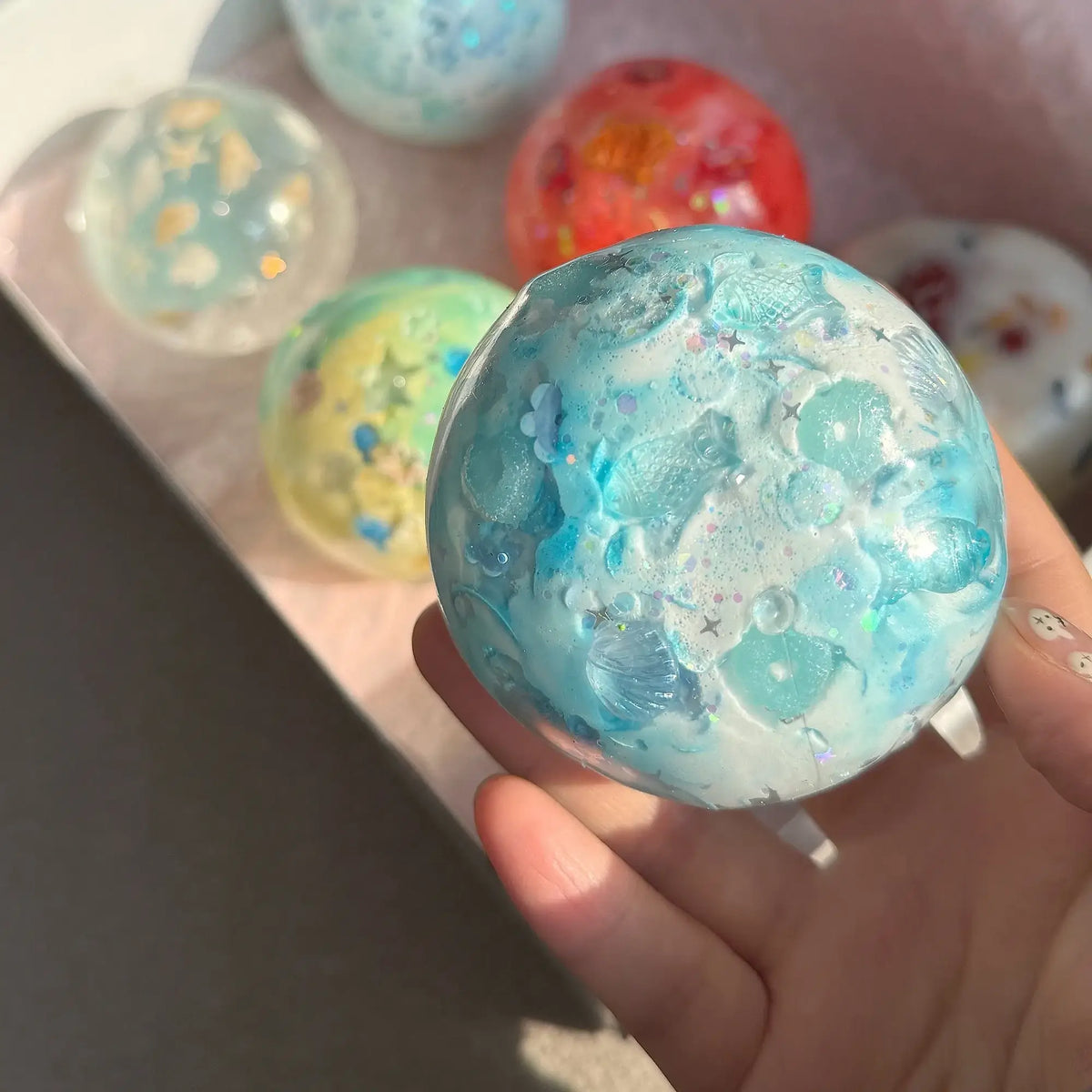Handmade Crispy Squishy Ball - ASMR Stress Relief Fidget Toy Swimming Fish