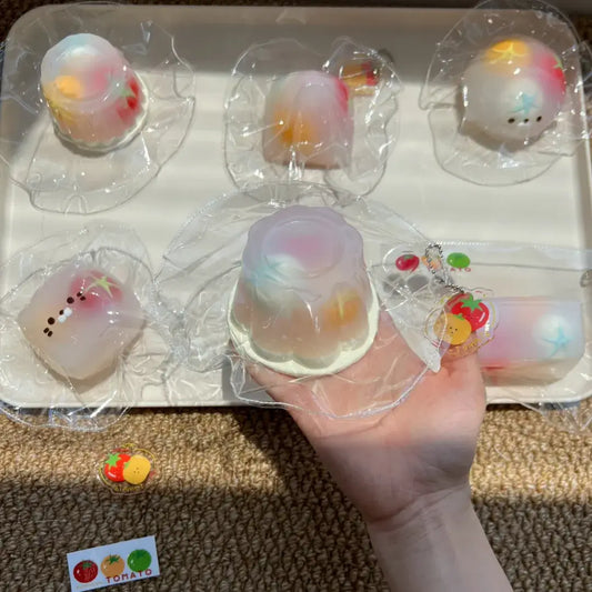 
Handmade Tomato Filling Mochi Pudding Squishy Toy - Soft ASMR Stress Relief Tomato Filled Large Pudding (215g)