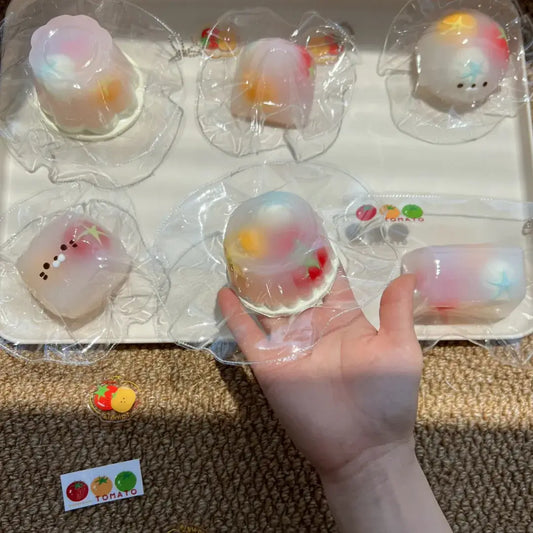 
Handmade Tomato Filling Mochi Pudding Squishy Toy - Soft ASMR Stress Relief Tomato Filled Mini Pudding (140g)